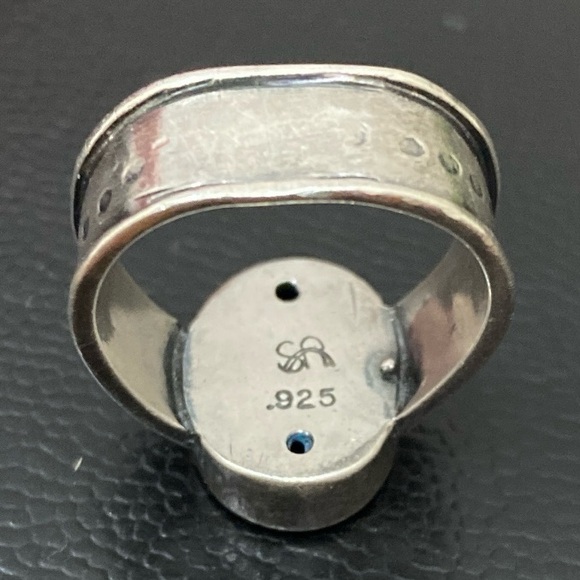 Vintage Native American Signed SA 925 Sterling Silver Blue Teal Stone Ring Sz 8 - Picture 13 of 16